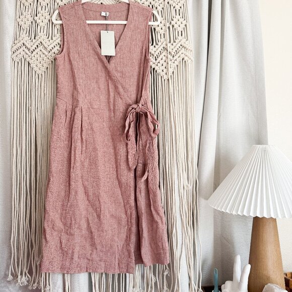 POETRY NWT Size Washed Coral Tank Wrap Dress – Linen/Cotton Blend